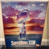 C18. Superbowl XXIII poster with game ticket. 